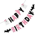 thumbnail image 4 of JIhuahe Happy Birthday Halloween Banner, Ghost Themed Party Decorations with Multi Color Paper Supplies for Spooky Celebration,White, 4 of 7