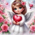 thumbnail image 1 of 5D DIY Ángel Niña Corazón Rosa Kit Arte 30x30cm, 1 of 9
