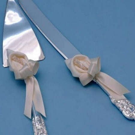 Ivy Lane Design Calla Lily Wedding Collection, Cake Knife and Server Set, White