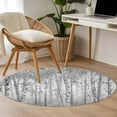 thumbnail image 5 of Gray Grey Forest Round Area Rug 4ft, Grey Modern Art Oil Painting Washable Non-Slip Circle Rugs for Bedroom Living Room Kitchen, Soft Non Shedding Circle Carpet for Dining Room Dorm, 5 of 9