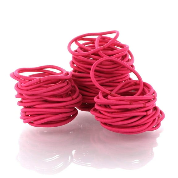 Hair Elastics Hair Ties, Professional Grade Ponytail Holders - 100 Pack Shocking Pink