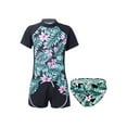 thumbnail image 1 of Doomiva Girls Printed Swimwear Set Short Sleeve Swimsuit Sun Protection Rash Guard Set Lily 8, 1 of 7