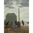 thumbnail image 2 of Boudin, Eugene 15x18 Gold Ornate Wood Framed with Double Matting Museum Art Print Titled - The Beach at Deauville, 2 of 4