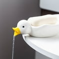 thumbnail image 5 of Paquete de 2 jaboneras de cerámica de pato blanco, bonito soporte para jabón en barra, bandeja de jabón autodrenante para animales con drenaje para baño, soporte para esponja, 5 of 5
