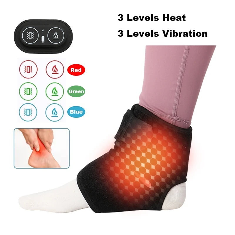 Electric Heating Ankle Pads With Massage Function, Pain Relief & Warmth Therapy Ankle Support For Foot Care, Portable Heat Compression Wrap For Circulation, Muscle Relaxation