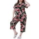 thumbnail image 4 of Conjunto de pijama de mujer plus size Agnes Orinda, de manga corta, ropa de dormir suave, conjunto de lounge 2X negro, 4 of 6