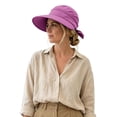 thumbnail image 4 of Shadoumai Sun Visor Hat for Women Summer Straw Beach Hats Packable Wide Brim Hat with Ponytail Hole Beach Essentials, 4 of 4