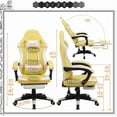 thumbnail image 3 of JKOOK Gaming Chair with Footrest, Multifunctional Desk Chair with Linkage Armrest, PU Leather, Video Game Computer Chairs with Lumbar Support, Study,Game,Office,JK08 (Yellow), 3 of 16