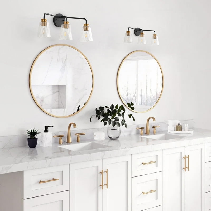 22.24" Contemporary Vaniy Light, 3-Light Bathroom Light Fixtures with Clear Glass Shades for Bedroom, Hallway & Entryway