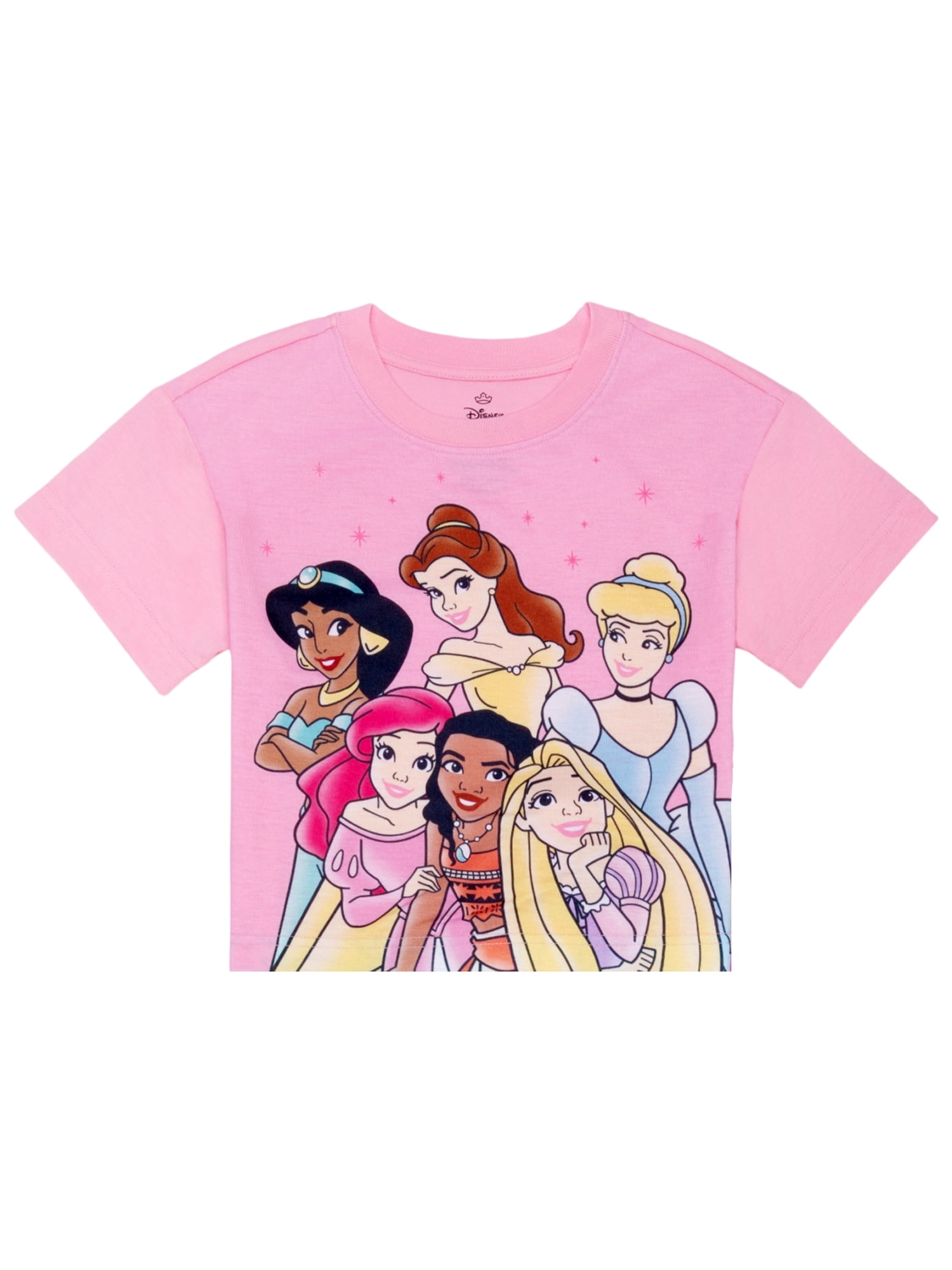 Disney Princess Girls Short Sleeve Top and Pant Pajama Set, 2-Piece, Sizes 4-12