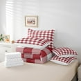 thumbnail image 4 of Erosebridal Abstract Grid Bedding Queen Size,Geometric Buffalo Comforter Sets with Sheets,Red White Bedding Sets Queen Size,Ultra Soft Plaid Bedroom Decorative,7 Pieces, 4 of 6