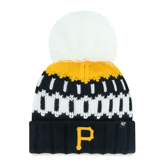 Women's '47  Black Pittsburgh Pirates Felicity Cuffed Knit Hat with Pom