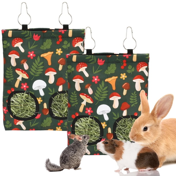 Bolsa alimentadora de heno para conejos JarthenaAMCS con 2 orificios, 29 x 23 cm
