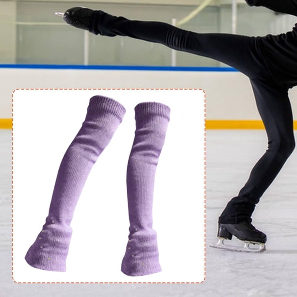 Calcetines sin pie para cubrir las botas de patinaje artístico. Calcetines para patinar sobre hielo. Calentadores de piernas para espectáculos y práct Morado ahumado