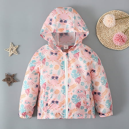

QISIWOLE Children Spring And Autumn Models Long Sleeved Printed Hooded Zipper Jacket Windbreaker Children Clothing Clearance !