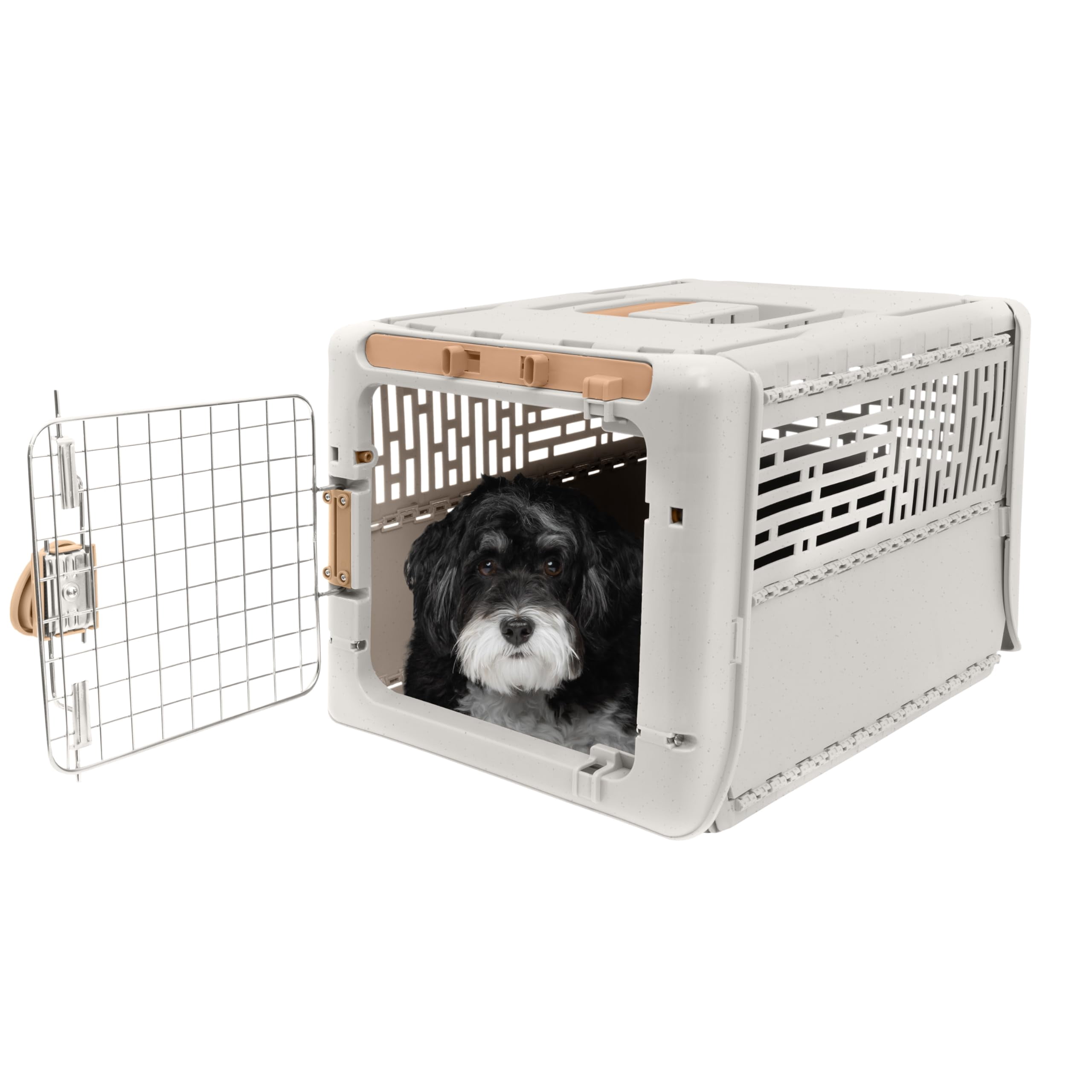 Collapsible X-small Pet Travel Carrier (tan)  Hard-sided Kennel For Small Dogs Puppies Cats Kittens Animals Up To 20lbs Washable Home & Outdoor Crate 19.6"l X 13.5"w 12"h