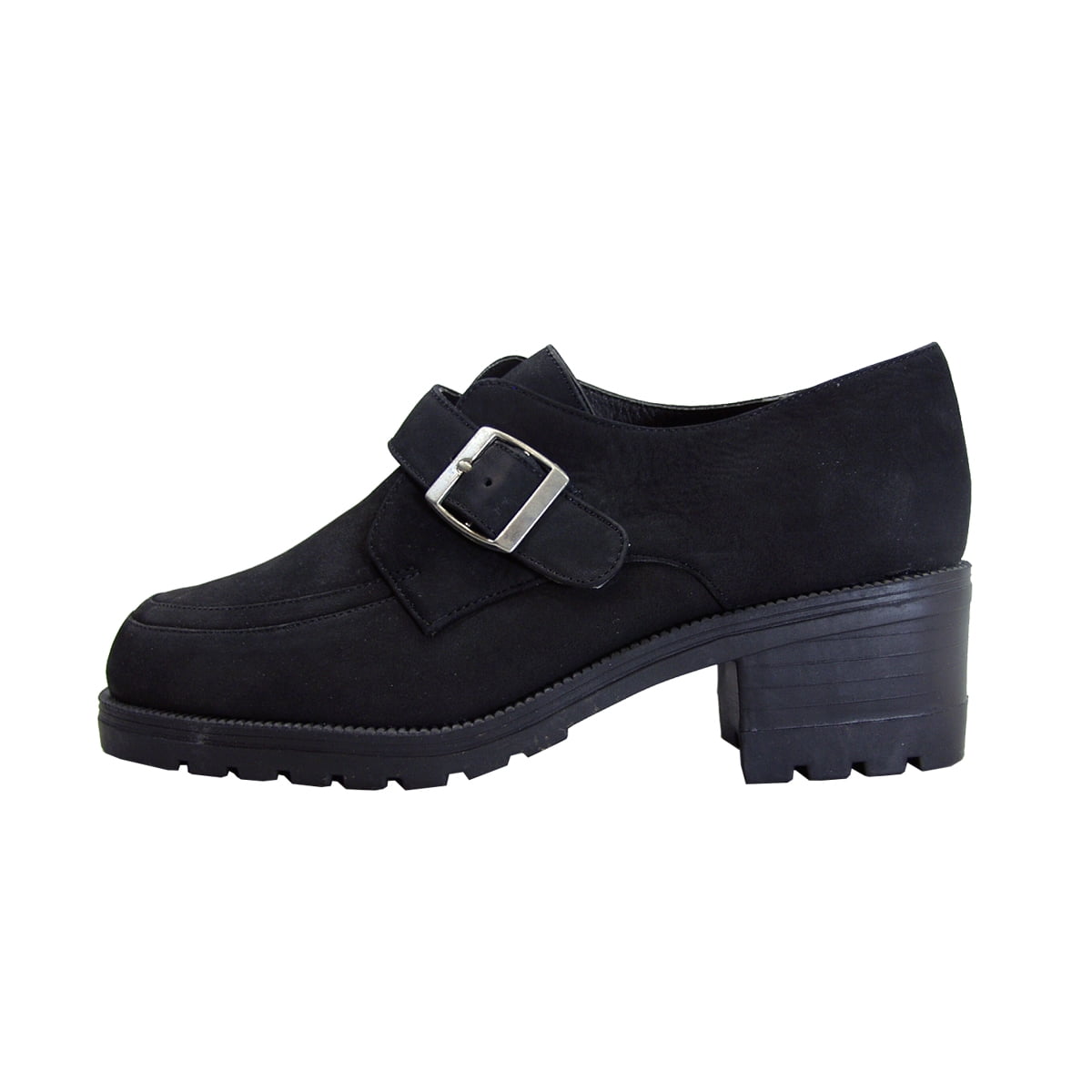 PEERAGE Iona Women's Wide Width Leather Shoes with Adjustable Buckle BLACK 10