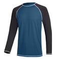 thumbnail image 4 of Men's Long Sleeve Swim Shirt, UPF 50+ Sun Protection Quick Dry Loose Fit Rash Guard for Men, UV Protection Beach Surf Swimming Water T-Shirt for Outdoor Sports Blue B L, 4 of 4