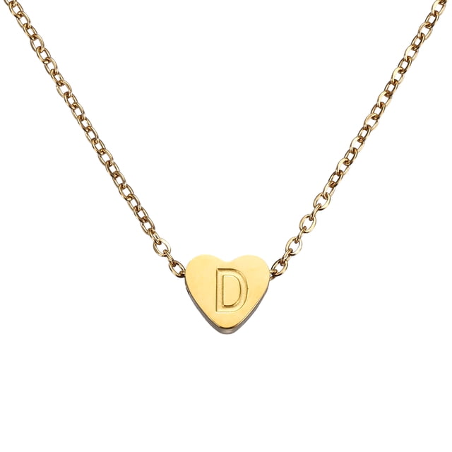 Collar Inicial de Corazón Uxcell para Mujeres, Cadena de Acero Inoxidable Baño de Oro de 18K, Collar Personalizado con Letra D para Regalos de Joyería para Mujeres, Tono Dorado