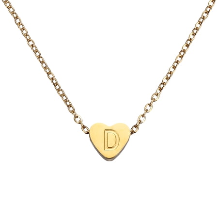 Uxcell Initial Heart Necklace for Women, 18K Gold Plated Stainless Steel Chain Dainty Personalized Name Letter D Pendant Necklaces for Woman Jewelry Gifts, Gold Tone