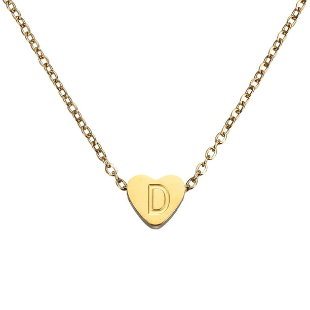 Collar Inicial de Corazón Uxcell para Mujeres, Cadena de Acero Inoxidable Baño de Oro de 18K, Collar Personalizado con Letra D para Regalos de Joyería para Mujeres, Tono Dorado