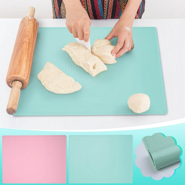 Yhsdtq,Limited Stock,Non Slip Baking Pad, Integrated Imprinting Scale, Heat Resistant + Non Stick Surface, Clear Accents, For Home Baking, Kitchen Tool, DIY Cooking Aids | Silica Gel, Mint Green