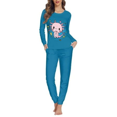 

Suhoaziia Women Pjs Set Skin Friendly Novelty Pajamas Top and Pants 2 Packs Holiday Fall Clothing Size S Print Graphic Cartoon Newt Loose Sleep Leisure Time Suit