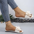 thumbnail image 6 of HomeDM Women's Flat Sandals Square Open Toe Dressy Bow Knot Slip On Sandals for Beach Summer, White Size 9.5, 6 of 7