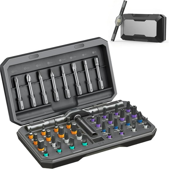 42 In 1 Magnetic Screwdriver Set, Multi Bit DIY Ratchet Screwdriver Set with Detachable Ratchet Handle, Portable Precision Repair Tool Kit for Furniture, Computer, Electronics, Bicycle