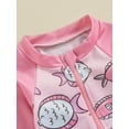 thumbnail image 4 of ZINTAOZT Toddler Baby Girl Swimsuit Long Sleeve Zipper Rash Guard Set Fish/Shell Tops Bottoms Bathing Suit Beach Swim Wear, 4 of 8