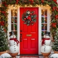 thumbnail image 4 of Bfogop Classic Christmas Wreath Rustic Christmas Wreaths for Front Door Xmas Winter Wreath with Green Norfolk Pine Needle Red Berry for Door Window Porch Wall Indoors Outside, 4 of 6