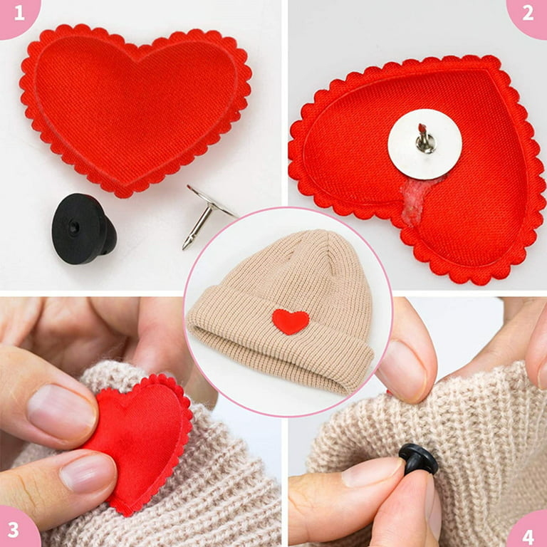 Pink Heart Shaped Rubber Pin Backers PVC Butterfly Clutches