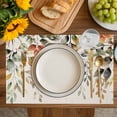 thumbnail image 4 of Orange Green Eucalyptus Leaves Placemats Set of 6, Fall Botanical Rustic Placemats for Dining Table, Place Mats for Kitchen Tabletop, Waterproof Wipeable Dining Table Mats Set, 4 of 9