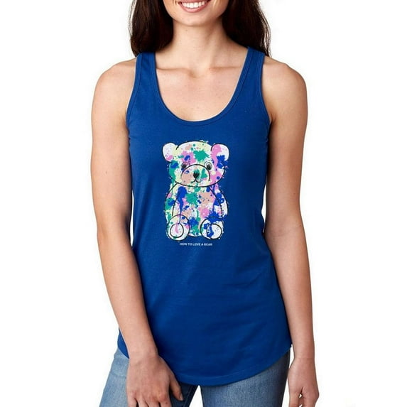 Paint Splash Bear Cute Art Racerback Tank Women -Image by Shutterstock, Female Medium