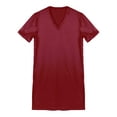 thumbnail image 4 of iiniim Men's Nightshirt Satin Nightwear Comfy V Neck Short Sleeve Soft Loose Pajama Sleep Shirt, 4 of 7