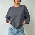 thumbnail image 6 of Ladies Fashion Sweatshirt Women’S Solid‑Color Round Neck Pullover Winter Loose Long Sleeve Sweatshirt with Ribbed Zip‑Pocket Splicing Chic Garment for Street Style and Casual Gatherings Dark Gray S, 6 of 9
