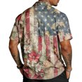 thumbnail image 4 of 250 Anniversary Usa Button Down Shirts Men American Flag Print Short Sleeve Lapel Collar T-Shirt 1776-2026 Patriotic Star Regular Fit Workwear Tshirts, XL, #01 Dark Blue, 4 of 4