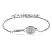 Tennis Racket Bracelets Sterling Silver Sport Jewelry Sport Theme Gifts for Women Men Tennis Lover