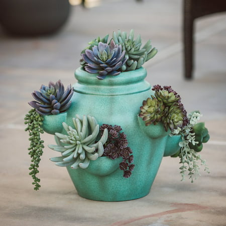Belham Living Emerald Ceramic Strawberry Pot (Best Plants For Strawberry Pot)