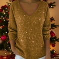 thumbnail image 2 of oqasdz Sweatshirts for Women Sequin Drop Shoulder Long Sleeve Performance Festival for V Neck Interior Versatile Casual Dailywear, 2 of 5