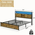 thumbnail image 4 of DJ503019_1 Bed Frame Hidden Storage Headboard 2-Tier Built-in LED Lights Metal Full - Brown, 4 of 5