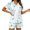 Sky Blue, variant on Swanpen Women's Heart Print Ribbed Pajama Button Front Short Sleeve Set Lapel Top with Matching Shorts for Summer Home Wear