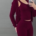 thumbnail image 5 of MSJUHEG Workout Sets For Women Tank Tops For Women 2023 Fall Winter Fashion Casual Wear Solid Color Coat Vest Pants 3 Piece Pants Set Ladies Casual Three Pcs Outfits Lounge Sets For Women Red Xxl, 5 of 6