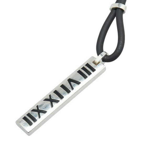 Pre-Owned Tiffany Atlas Necklace Silver Black SV925 Rubber Women's TIFFANY&Co.