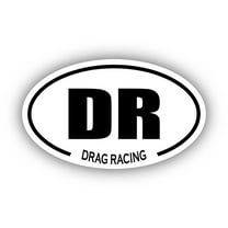 Drag Racing DR Oval Bumper Sticker 3M Vinyl Decal 3 in x 5 in