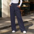 thumbnail image 4 of ClodeEU Women's Elastic Waist Straight Leg Dress Pants,Fashion Solid Color Trouse With Pockets ,Women's Plus M, 4 of 7