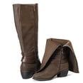 thumbnail image 2 of Love Steetly Women's Extra Wide Calf Knee High Boots, Multi Strap Buckle Western Boots, Round Toe Chunky Block Heel Side Zipper Tall Boots., 2 of 7