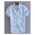 thumbnail image 2 of Sinhoon Mens Linen Short Sleeve Shirts Casual Loose Dress Soft Tops Tee, 2 of 3