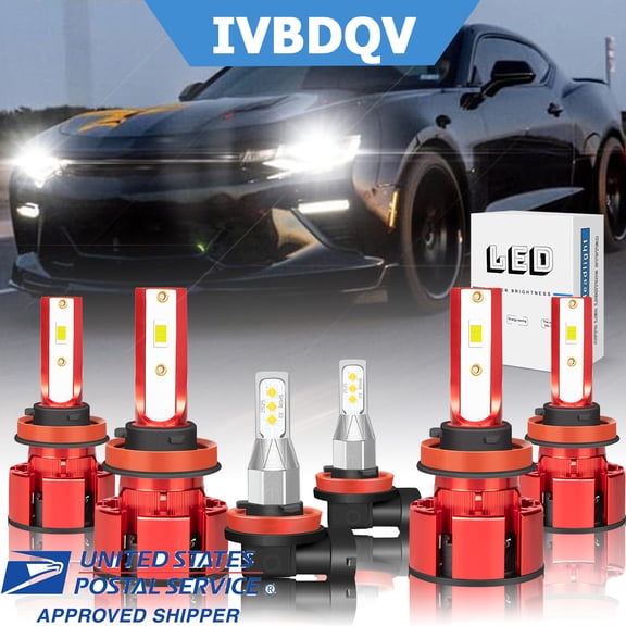 For Buick Verano 2012-2017 Headlight Fog Light Combo LED H11 Bulbs 6000k pack of 6