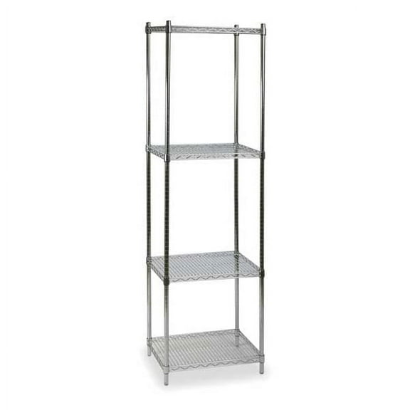 Wire Shelving Unit, 18"D x 24"W x 85"H, 4 Shelves, Silver